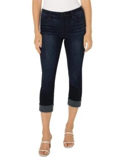 Liverpool Los Angeles Charlie Crop Wide Rolled Cuff in Destiny Dark | Jeans