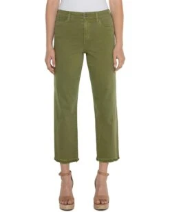 Liverpool Los Angeles Kennedy Mid Rise Crop Straight with Fray Hem Stretch Denim | Jeans