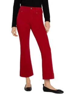 Liverpool Los Angeles Gia Glider Pull On Crop Flare with Wide Hem Silky Soft Performance Denim in Carnelian | Jeans