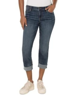 Liverpool Los Angeles Charlie Crop Wide Rolled Cuff in Pearson | Jeans