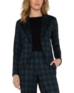 Liverpool Los Angeles Open Front Blazer Tartan Plaid Knit | Coats & Outerwear