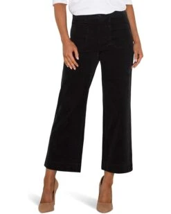 Liverpool Los Angeles Wide Leg Crop with Patch Pockets Mid Rise Stretch Corduroy in Onyx | Jeans