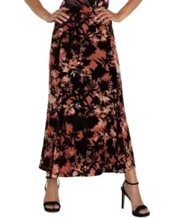 Liverpool Los Angeles Fit & Flare Pull On Skirt With Lining Mid Rise Burnout Velvet Knit | Skirts