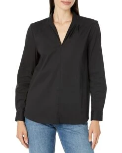 Liverpool Los Angeles V-Neck Long Sleeve Woven Top with Pleat Details | Shirts & Tops