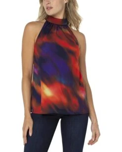 Liverpool Los Angeles Double Layer Sleeveless Halter Top | Shirts & Tops