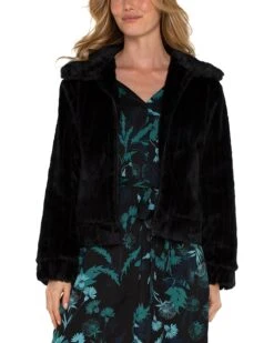 Liverpool Los Angeles Zip Up Fur Jacket Striped Faux Fur | Coats & Outerwear