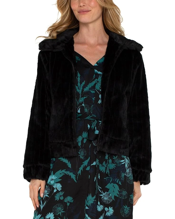 Liverpool Los Angeles Zip Up Fur Jacket Striped Faux Fur | Coats & Outerwear 1 Liverpool Los Angeles Zip Up Fur Jacket Striped Faux Fur | Coats & Outerwear