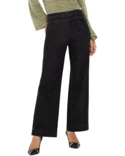 Liverpool Los Angeles Stride Wide Leg Hi-Rise Super Black Crosshatch Denim in Rockville | Jeans