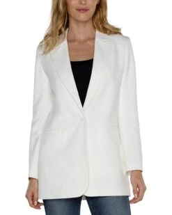 Liverpool Los Angeles Button Front Boyfriend Blazer Luxe Stretch Suiting | Coats & Outerwear
