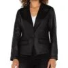 Liverpool Los Angeles Notch Collar One Button Blazer Coated Black Denim | Coats & Outerwear