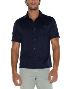 Liverpool Los Angeles French Terry Short Sleeve Button Up Shirt | Shirts & Tops