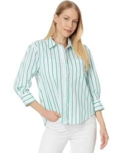 Liverpool Los Angeles Button Front Shirt with 3/4 Sleeve Stretch Poplin | Shirts & Tops