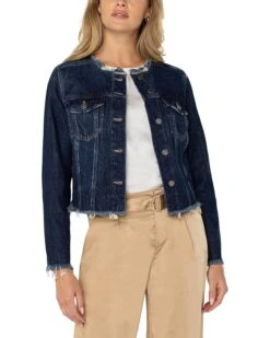 Liverpool Los Angeles Classic Jean Jacket w Fray Hem | Coats & Outerwear