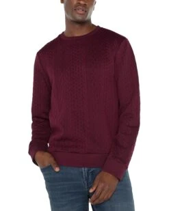 Liverpool Los Angeles Crew Neck Pullover Cable Jacquard Knit | Shirts & Tops