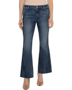 Liverpool Los Angeles Hannah Flare Braided Trim Mid-Rise Stretch Denim Jean 32" | Jeans