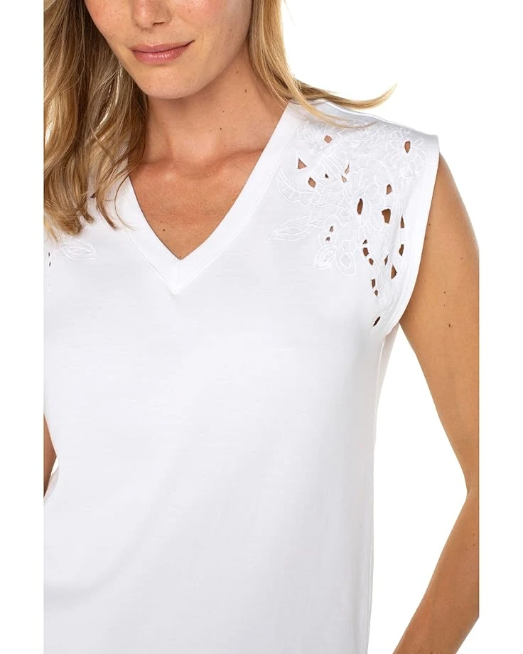Liverpool Los Angeles Cap Sleeve Dolman V-neck Knit Top With Embroidery | Shirts & Tops 3 Liverpool Los Angeles Cap Sleeve Dolman V-neck Knit Top With Embroidery | Shirts & Tops - Image 3