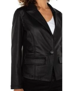 Liverpool Los Angeles Notch Collar One Button Blazer Coated Black Denim | Coats & Outerwear -LiLo Clothes 71wqOgsLvDL. AC SR736920