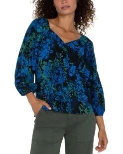 Liverpool Los Angeles 3/4 Sleeve Sweetheart Neck Woven Blouse | Shirts & Tops