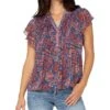Liverpool Los Angeles Petite Double Layer Flutter Sleeve Woven Blouse With Pintucks | Shirts & Tops