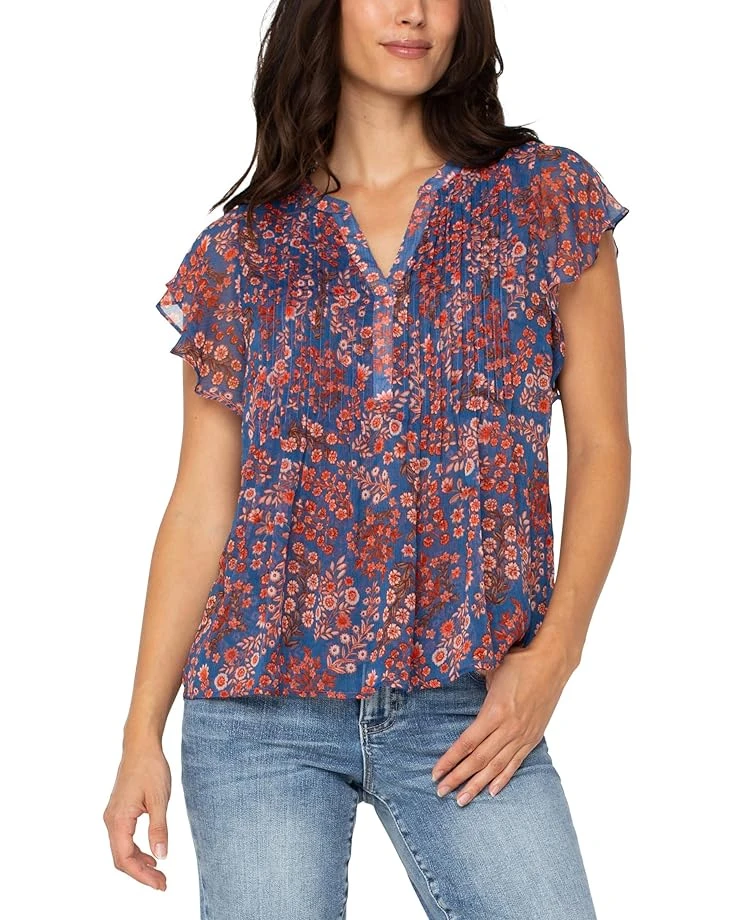 Liverpool Los Angeles Petite Double Layer Flutter Sleeve Woven Blouse With Pintucks | Shirts & Tops 1 Liverpool Los Angeles Petite Double Layer Flutter Sleeve Woven Blouse With Pintucks | Shirts & Tops