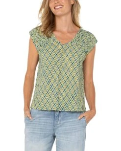 Liverpool Los Angeles Short Sleeve Dolman Tie Back Knit Top | Shirts & Tops