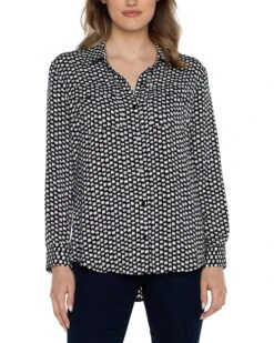 Liverpool Los Angeles Flap Pocket Button Front Woven Blouse | Shirts & Tops