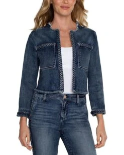 Liverpool Los Angeles Denim Jacket with Braid Detail Stretch Denim | Coats & Outerwear