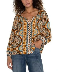Liverpool Los Angeles Long Sleeve Button Front Woven Blouse | Shirts & Tops