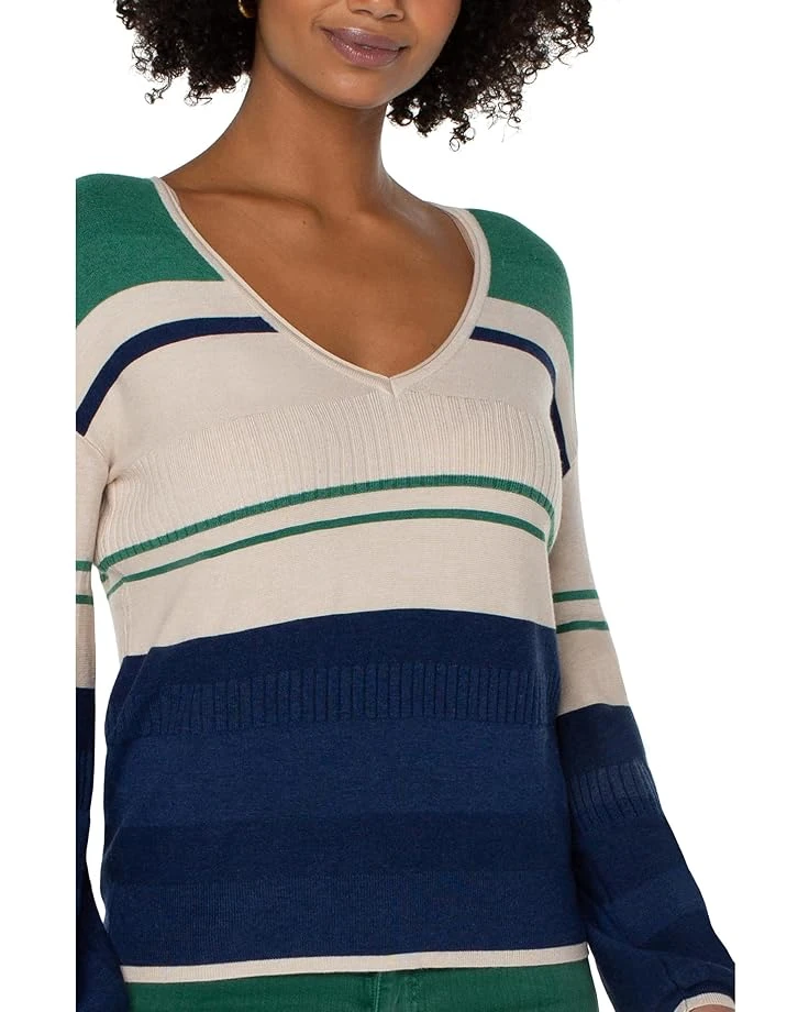 Liverpool Los Angeles V-Neck Blouson Sweater with Color Blocking | Sweaters 2 Liverpool Los Angeles V-Neck Blouson Sweater with Color Blocking | Sweaters - Image 2