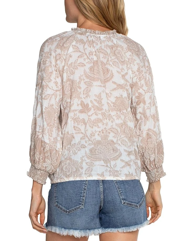 Liverpool Los Angeles 3/4 Sleeve Tie Neck Raglan Crinkle Gauzee Top | Shirts & Tops 2 Liverpool Los Angeles 3/4 Sleeve Tie Neck Raglan Crinkle Gauzee Top | Shirts & Tops - Image 2