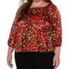 Liverpool Los Angeles Plus Size Puff Sleeve Square Neck Woven Top | Shirts & Tops