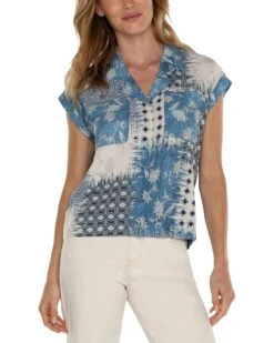 Liverpool Los Angeles Dolman Camp Shirt with Hidden Placket | Shirts & Tops