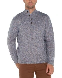 Liverpool Los Angeles Button Mock Neck Sweater | Sweaters