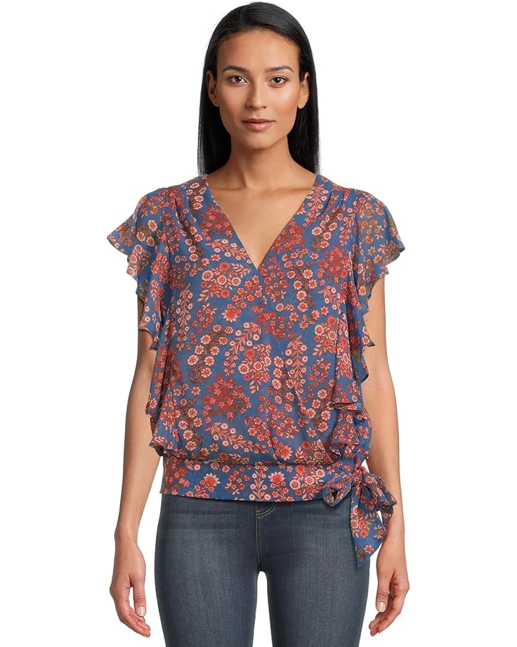 Liverpool Los Angeles Short Sleeve Ruffle Sleeve Draped Front Woven Blouse | Shirts & Tops 1 Liverpool Los Angeles Short Sleeve Ruffle Sleeve Draped Front Woven Blouse | Shirts & Tops