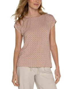 Liverpool Los Angeles Boat Neck Dolman Jersey Knit Top with Shoulder Pleats | Shirts & Tops