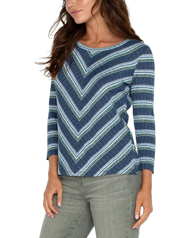 Liverpool Los Angeles 3/4 Slv Miter Front Scoop Neck Rib Knit Top | Shirts & Tops 1 Liverpool Los Angeles 3/4 Slv Miter Front Scoop Neck Rib Knit Top | Shirts & Tops