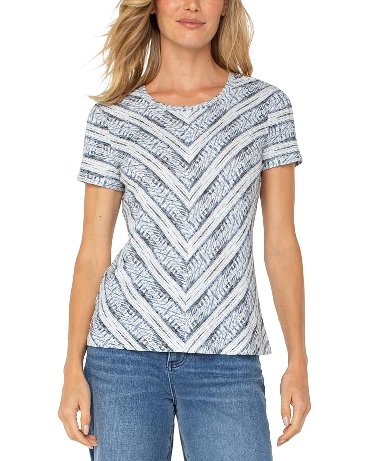 Liverpool Los Angeles Short Sleeve Scoop Neck Knit Top With Miter Front | Shirts & Tops 1 Liverpool Los Angeles Short Sleeve Scoop Neck Knit Top With Miter Front | Shirts & Tops