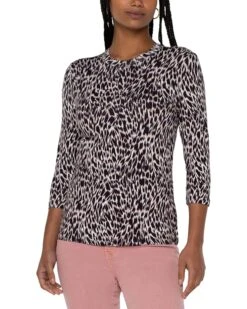 Liverpool Los Angeles Elbow Sleeve Scoopback Mock Neck Knit Top | Shirts & Tops