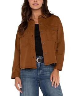Liverpool Los Angeles Cropped Shirt Jacket Soft Touch Twill | Coats & Outerwear