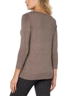 Liverpool Los Angeles 3/4 Sleeve V-Neck Sweater with Pique | Sweaters -LiLo Clothes 81doD2aHPAL. AC SR736920