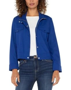 Liverpool Los Angeles Utility Crop Jacket Textured Stretch Woven | Coats & Outerwear