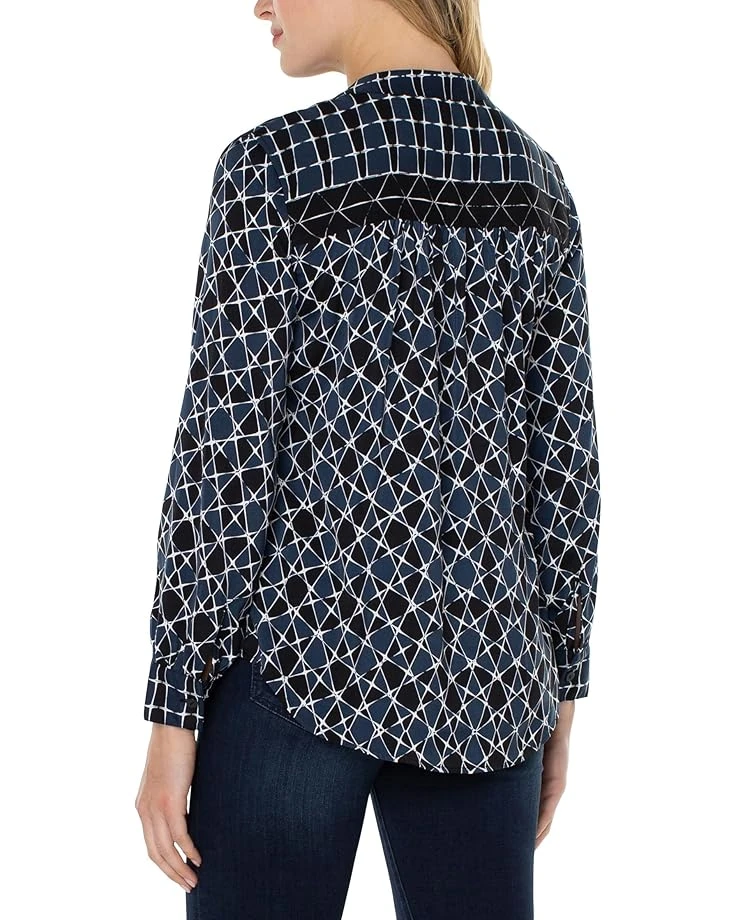 Liverpool Los Angeles Button Front Shirt with Banded Collar | Shirts & Tops 3 Liverpool Los Angeles Button Front Shirt with Banded Collar | Shirts & Tops - Image 3