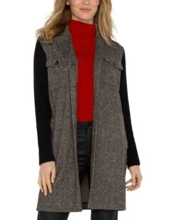 Liverpool Los Angeles Coatigan with Sweater Sleeves Herringbone Knit | Coats & Outerwear