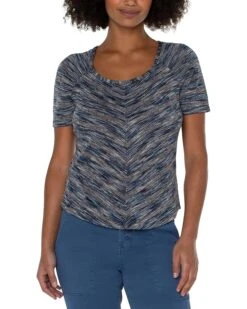 Liverpool Los Angeles Shirred Short Sleeve Knit Tee | Shirts & Tops