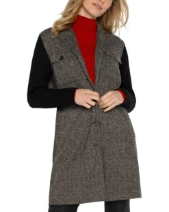 Liverpool Los Angeles Coatigan with Sweater Sleeves Herringbone Knit | Coats & Outerwear -LiLo Clothes 81oE0HUhk L. AC SR736920