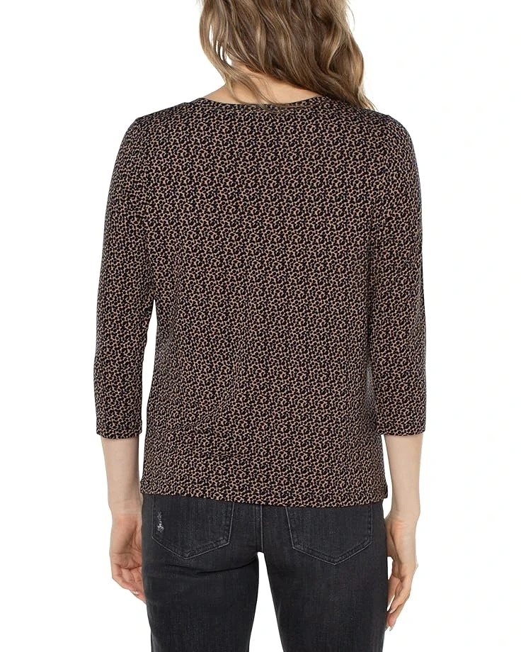 Liverpool Los Angeles 3/4 Sleeve Crew Neck with Cutout Pleated Front | Shirts & Tops 2 Liverpool Los Angeles 3/4 Sleeve Crew Neck with Cutout Pleated Front | Shirts & Tops - Image 2