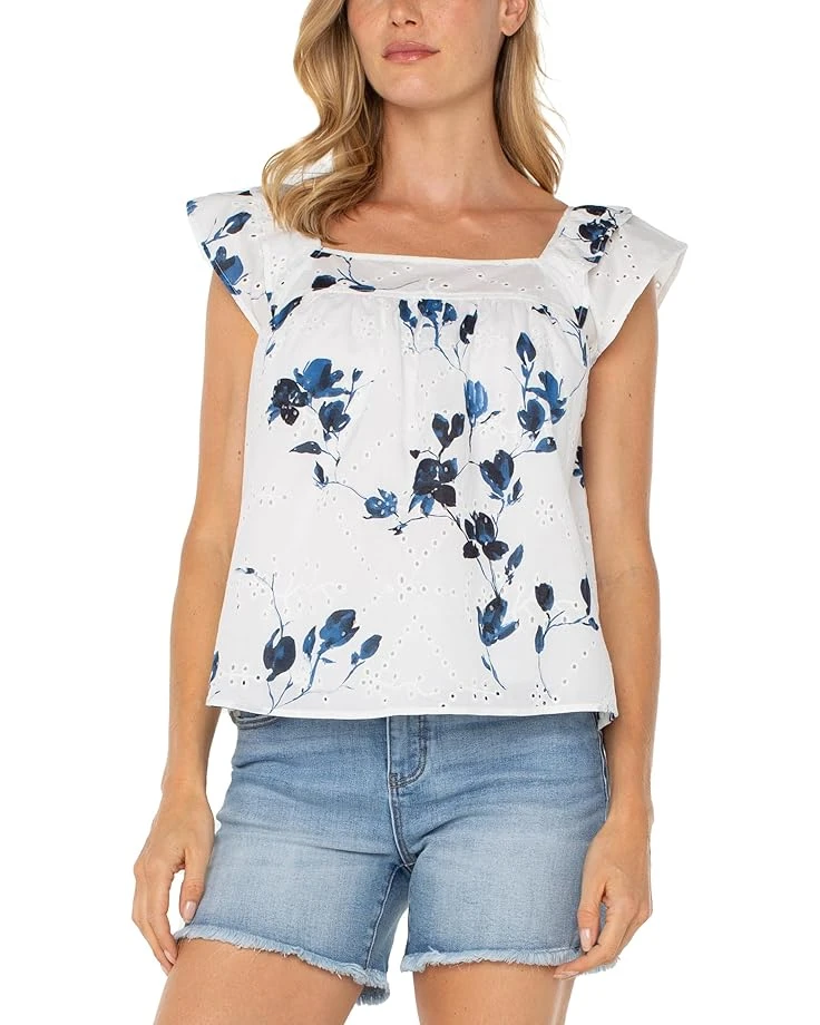 Liverpool Los Angeles Short Sleeve Square Neck Woven Blouse | Shirts & Tops 1 Liverpool Los Angeles Short Sleeve Square Neck Woven Blouse | Shirts & Tops