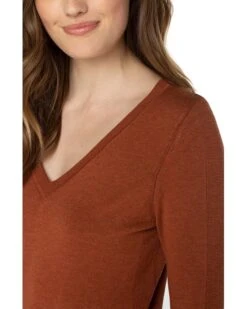 Liverpool Los Angeles 3/4 Sleeve V-Neck Sweater with Pique | Sweaters -LiLo Clothes 81rMMVIj uL. AC SR736920