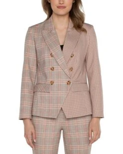 LiLo Clothes 40 Liverpool Los Angeles Half & Half Double Breasted Blazer Glen Plaid Ponte | Coats & Outerwear