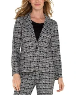 Liverpool Los Angeles Fitted Blazer Plaid Knit | Coats & Outerwear
